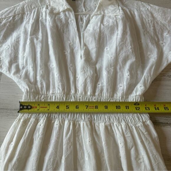 NWT Zara Openwork Embroidered Midi Cotton Dress Oyster White Blogger Favorite XS - Picture 14 of 16
